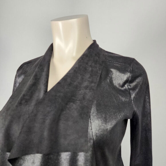 Worthington Black Faux Suede Cardigan Jacket Size L - Picture 2 of 8